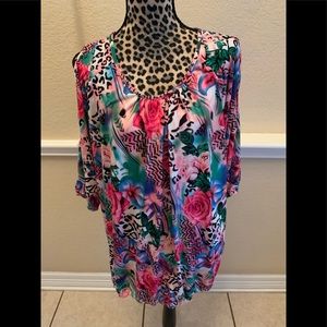 Jonathan Martin - Pink/Leopard print blouse.